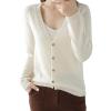 HJYUZP Women's Spring and Autumn Leisure Loose Solid Long Sleeve V Neck Button Knitted Soft Cardigan Leopard (White, S) view 2