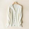 HJYUZP Women's Spring and Autumn Leisure Loose Solid Long Sleeve V Neck Button Knitted Soft Cardigan Leopard (White, S) view 3