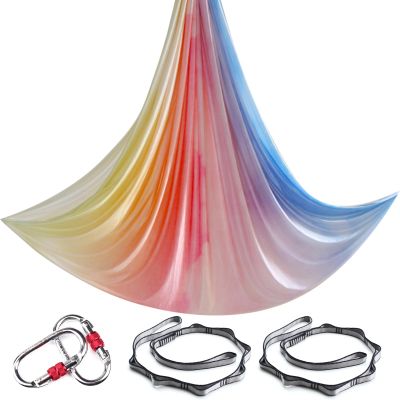 6.5 Yards Aerial Yoga Hammock Set Gradient Aerial silks Yoga Swing Fitness Stretch Belt for Gym Indoor Yoga Studio (020)