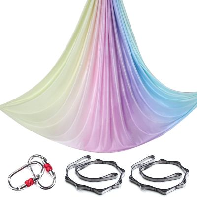 6.5 Yards Aerial Yoga Hammock Set Gradient Aerial silks Yoga Swing Fitness Stretch Belt for Gym Indoor Studio (009)