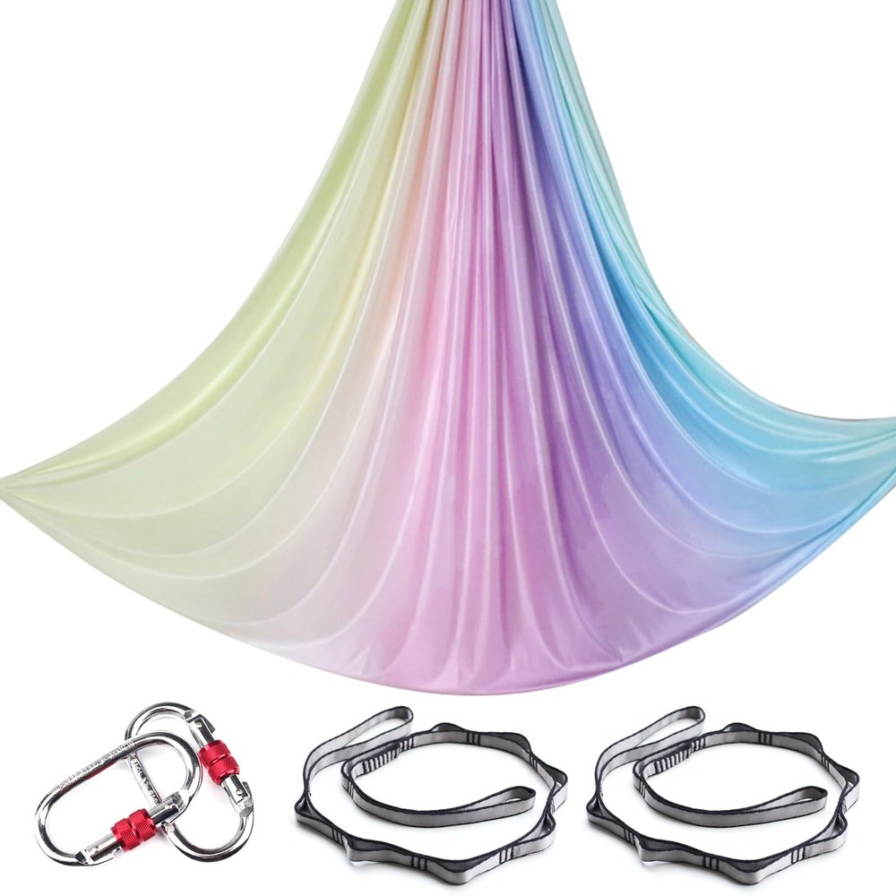 6.5 Yards Aerial Yoga Hammock Set Gradient Aerial silks Yoga Swing Fitness Stretch Belt for Gym Indoor Studio (009)