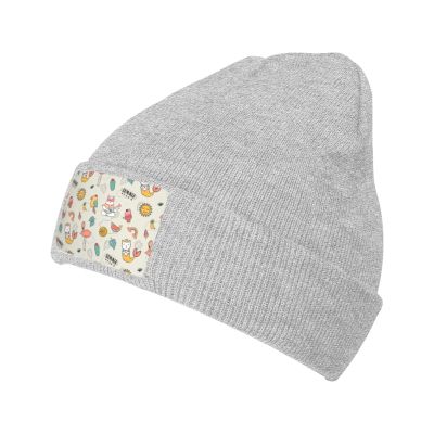 MULIHU Cute Graffiti Seamless Pattern Beanie Hat for Men Women Winter Warm Knit Hats Ski Hat Skull Cap Gray