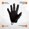 PIG Alpha Full Dexterity Tactical Gloves for Shooting, Touchscreen Compatible, Breathable, 1 Pair, Black, X-Large view 3