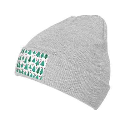 MULIHU Christmas Tree Seamless Pattern Beanie Hat for Men Women Winter Warm Knit Hats Ski Hat Skull Cap Gray