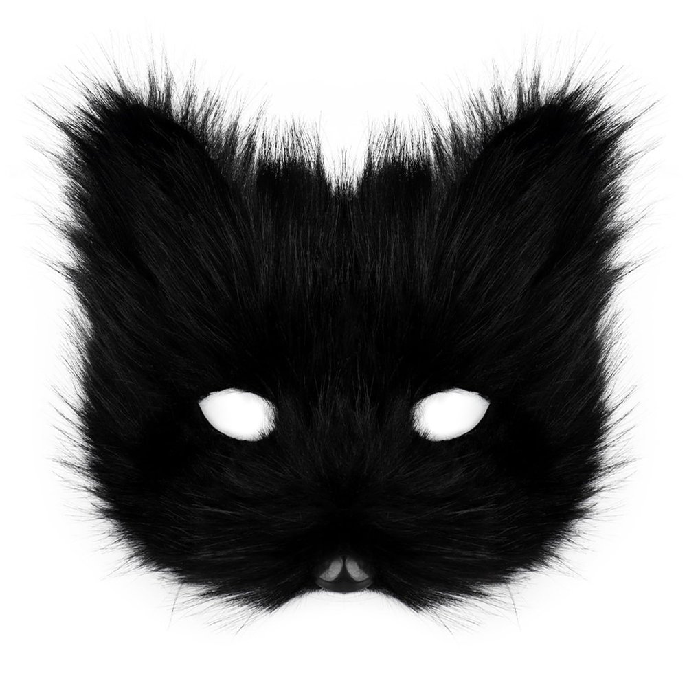 Black Fox Mask Animal Halloween Role Play Party Performance Props Dress Up Artifical Adult Mask Costume Accessory