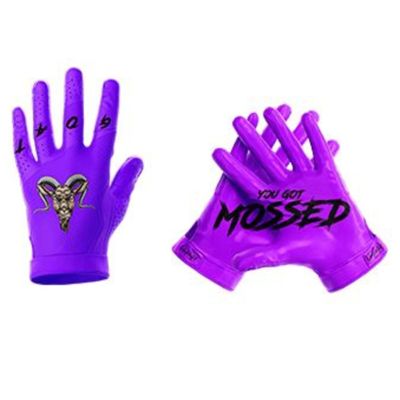 HIGHLIGHT FACTORY ATL G.O.A.T. You Got Mossed - Ultra Grip Football Gloves - Superior Grip, Breathable Design, for All Weather Conditions (Purple, Youth Extra Large)