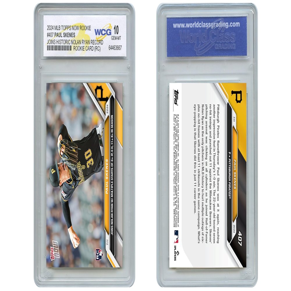 2024 Topps Now Paul SKENES Rookie Card RC #407 Historic Nolan Ryan Record - GEM Mint 10