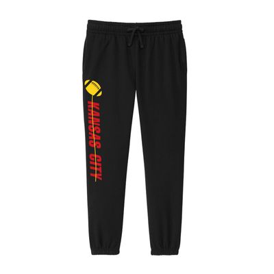 Wally's Custom Apparel Kansas City Sweatpants with Side Pockets Black DS2 Small - 2XL Women's (US, Alpha, X-Large, Regular, Regular, Black)