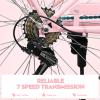 EISYROOD 26Inch Foldable Women Bike, Womens Folding Bike with Basket, 7 Speed Beach Cruiser Fodable Bike for Women with Cushion, V-Brakes, Quick Install for Adults, Womens (Pink) view 4