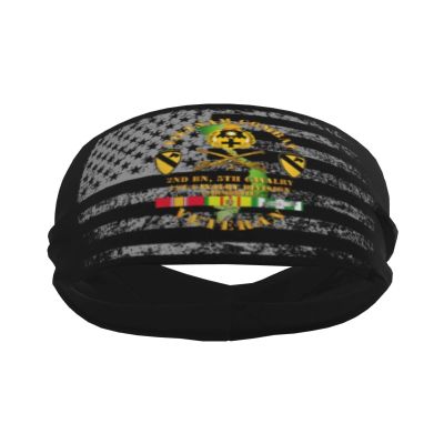 Vietnam Combat Cavalry Veteran 5th Cav Sports Sweatband Headband for Men - for Tennis, Basketball, Running, Gym, Working Out