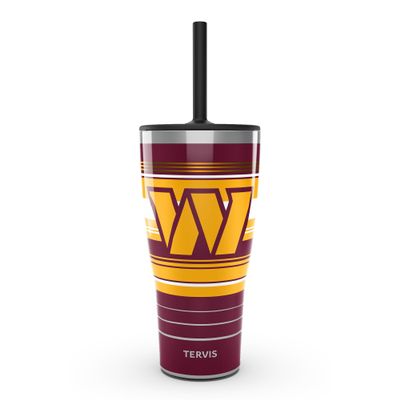 Tervis Traveler NFL Washington Commanders - Hype Stripes Triple Walled Insulated Tumbler Travel Cup Keeps Drinks Cold & Hot, 30oz with Straw Lid, Stainless Steel