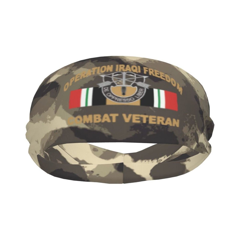 Army Special Forces Division Iraq Combat Veteran Sports Sweatband Headband for Men - for Tennis, Basketball, Running, Gym, Working Out