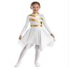 Agoky Liturgical Praise Dance Worship Swing Dress for Girls Metallic Gold Color Block Choir Robe Church Dancewear White 10 Years view 1