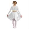 Agoky Liturgical Praise Dance Worship Swing Dress for Girls Metallic Gold Color Block Choir Robe Church Dancewear White 10 Years view 2