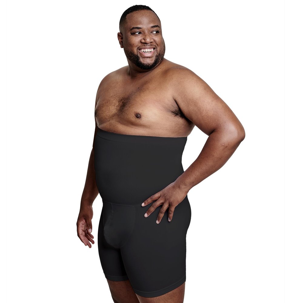 QORE LOGIQ Tummy Control Shapewear Compression Shorts, Waist Compression, Mens Shapewear Tummy Control, Girdles for Belly Fat (Black, 4XL)