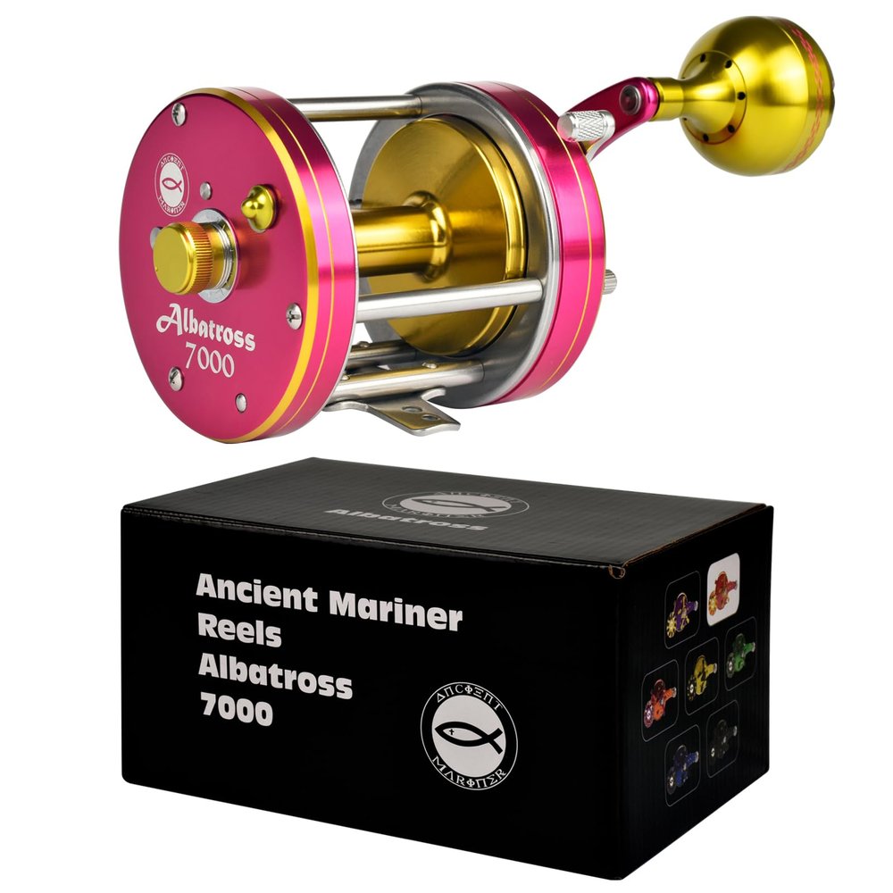 ANCIENT MARINER Catfish Reels Albatross 7000, Conventional Round Baitcasting Reel,Pink