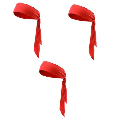 GOOHOCHY 3pcs Sweatband Headband Tie Red Bandana Pack Sports Hairband Tie Exercise Yoga Fitness Headband Random Style