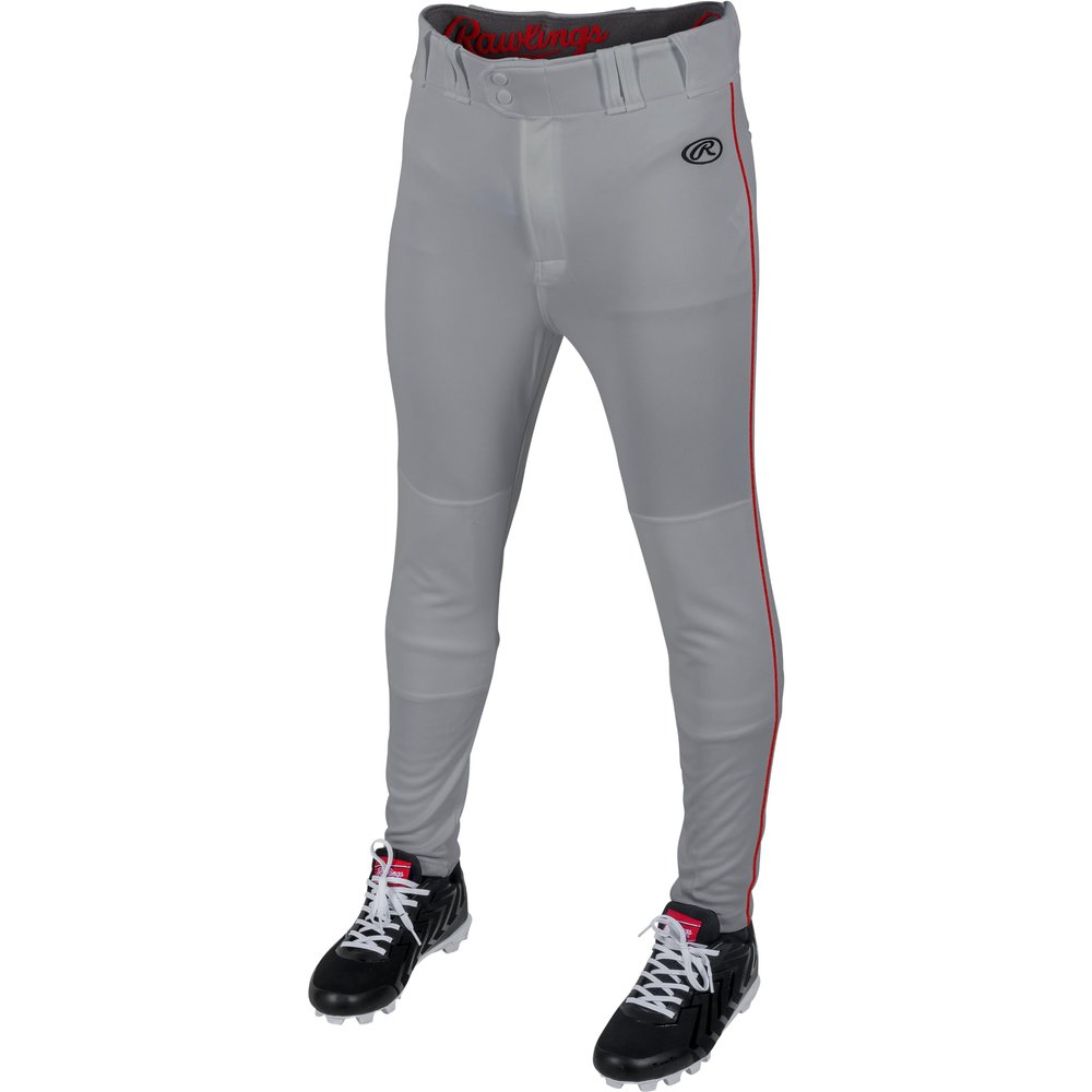 Rawlings | Launch Series Baseball Pant | Jogger Fit | Adult Sizes | Grey/Dark Green | 2XLARGE