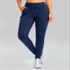 SANTINY Women's Fleece Lined Joggers with Pockets Slim Fit Ski Pants Winter Warm Leggings Hiking Running Gear (Navy_L) view 2