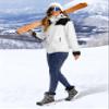 SANTINY Women's Fleece Lined Joggers with Pockets Slim Fit Ski Pants Winter Warm Leggings Hiking Running Gear (Navy_L) view 3