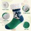 Caudblor 3 Pairs Dinosaur Fuzzy Slipper Socks For Boys, Kid Slipper Sock With Non-Slip Grippers, Thick Fluffy Children Christmas Sock For Boy Girl, Cozy Indoor Winter Socks For 3-5, 6-8, 9-12 Years view 4