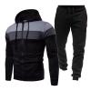 JOFOW Casual Athletic Running Jogging Suits men track suits 2 piece set ttpd outfit men sweat suit (A-Black,Small) view 1
