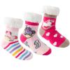 Caudblor 3 Pairs Fuzzy Slipper Socks For Girls, Pink Kid Slipper Socks With Non-Slip Grippers, Thick Fluffy Children Christmas Socks For Boys Girls, Cozy Indoor Winter Socks For 3-5, 6-8, 9-12 Years view 1