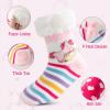Caudblor 3 Pairs Fuzzy Slipper Socks For Girls, Pink Kid Slipper Socks With Non-Slip Grippers, Thick Fluffy Children Christmas Socks For Boys Girls, Cozy Indoor Winter Socks For 3-5, 6-8, 9-12 Years view 4