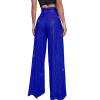 Sequin Pants Women Sparkly High Waisted Wide Leg Glitter Disco Party Clubwear Sparkle Metallic Shiny Palazzo Pants view 2