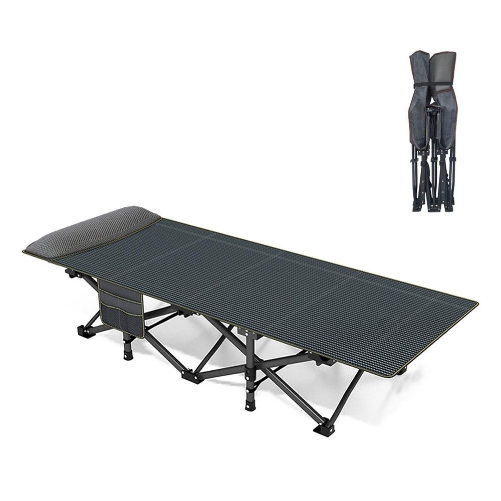 YHHLWXMDZ Camping Cots for Adults, Foldable Bed, Sleeping Cot Bed with Carry Bag & Headrest, Portable Travel Bed Supports 250kg/550 Lbs for Lounging Camp Tent Cot(190 * 70 * 37cm)
