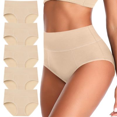 ASIMOON Tummy Control High Waisted Underwear for Women Cotton Plus Size Full Coverage Panties Ladies Briefs 3XL