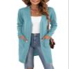 VIISHOW Women's Long Sleeve Open Front Cardigans Sweaters Outwear with Pockets, Hu Green, Medium view 1
