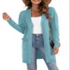VIISHOW Women's Long Sleeve Open Front Cardigans Sweaters Outwear with Pockets, Hu Green, Medium view 4