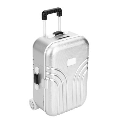 FILFEEL Mini Luggage Box, Baby Suitcase, Toy, Plastic Wheeled Suitcase for Children's Day (Silver)