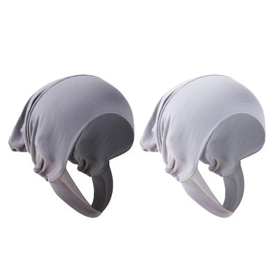 2PCS Women Hijab Adjustable Plain Color Undercap with Chin Strap Stretchy Inner Beanie Hat Bonnet Cap Islamic Muslim Turban Arabian Keffiyeh Head Wrap Eid Ramadan Praying Worship Costume Accessories