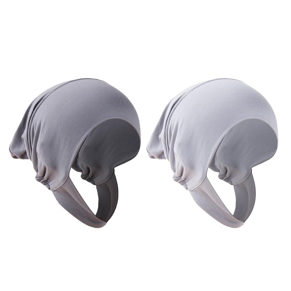 2PCS Women Hijab Adjustable Plain Color Undercap with Chin Strap Stretchy Inner Beanie Hat Bonnet Cap Islamic Muslim Turban Arabian Keffiyeh Head Wrap Eid Ramadan Praying Worship Costume Accessories