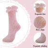 QHANSHIEE 4 Pairs Lace Ruffle Frilly Ankle Socks Women Mesh Lace Trim Lolita Socks Cute Dress Sock for Girls Ladies Princess Accessories,Ankle High Sock for Women view 4