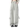 Double-Layer Folded Waist Casual Pants for Women 2024 Hot Girl Style Slim Stretchy Flared Trousers Y2K Streetwear Khaki view 1