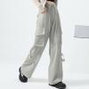 Double-Layer Folded Waist Casual Pants for Women 2024 Hot Girl Style Slim Stretchy Flared Trousers Y2K Streetwear Khaki view 2