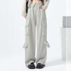 Double-Layer Folded Waist Casual Pants for Women 2024 Hot Girl Style Slim Stretchy Flared Trousers Y2K Streetwear Khaki view 4