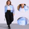 Allegra K Sheer Bomber Jacket for Women's Zip Up Long Sleeve See Through Jackets Medium Light Blue view 2