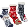 Caudblor 3 Pairs Christmas Slipper Socks For Kids, Fuzzy Kid Non Slip Slipper Socks With Grippers, Thick Fluffy Children Christmas Socks For Boys Girls, Cozy Indoor Winter Socks For 3-5 6-8 9-12 Year view 1