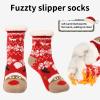 Caudblor 3 Pairs Christmas Slipper Socks For Kids, Fuzzy Kid Non Slip Slipper Socks With Grippers, Thick Fluffy Children Christmas Socks For Boys Girls, Cozy Indoor Winter Socks For 3-5 6-8 9-12 Year view 2