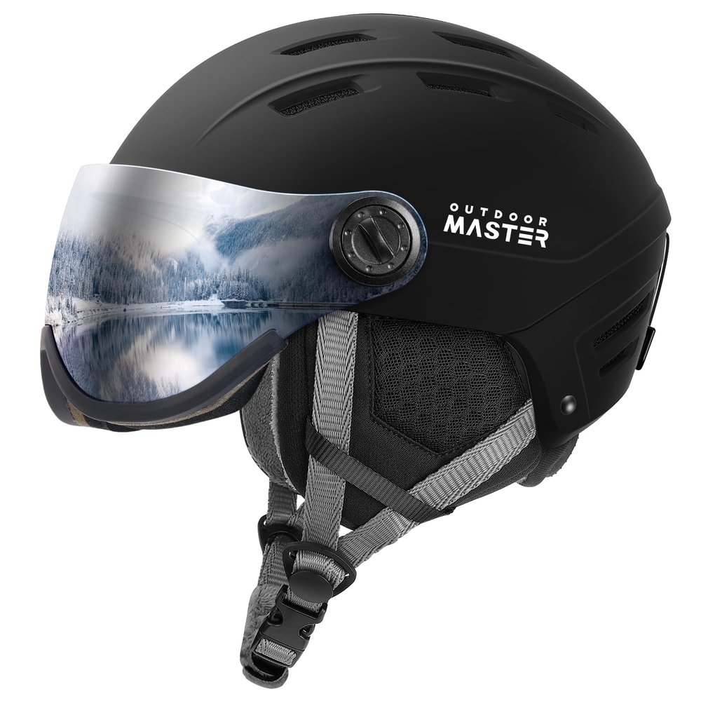 OutdoorMaster Snowboard Helmet with Ski Goggles,Ski Helmet and 2-in-1 Visor Detachable Goggles Set,Protective EPS Foam & 14 Cooling Vents -Snow Helmets for Men,Women & Youth