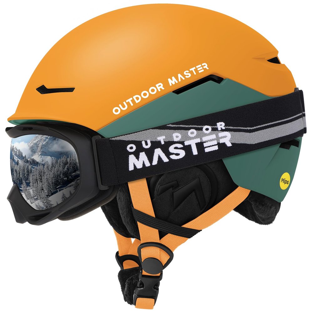 OutdoorMaster ELK MIPS Helmet Set with OTG Ski Goggles - Men, Women & Youth Snowboard Helmet with MIPS Technology