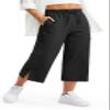 Libin Wide Leg Capri Pants for Women Lightweight Quick Dry Casual Slacks Lounge Travel Pants with Pockets Loose Fit Trousers Hiking Walking Summer, Black M view 1