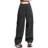 Akklian Teen Girls Cargo Pants Baggy Y2K Wide Leg Combat Military Trousers Outdoor Joggers Pants Streetwear Multi Pockets view 1