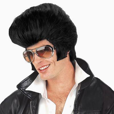TOPHR 50S 60S Rock Wig Men Short Black Male Wigs Heat Resistant Fiber Synthetic Hair for Halloween Party Costume