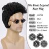 TOPHR 50S 60S Rock Wig Men Short Black Male Wigs Heat Resistant Fiber Synthetic Hair for Halloween Party Costume view 2