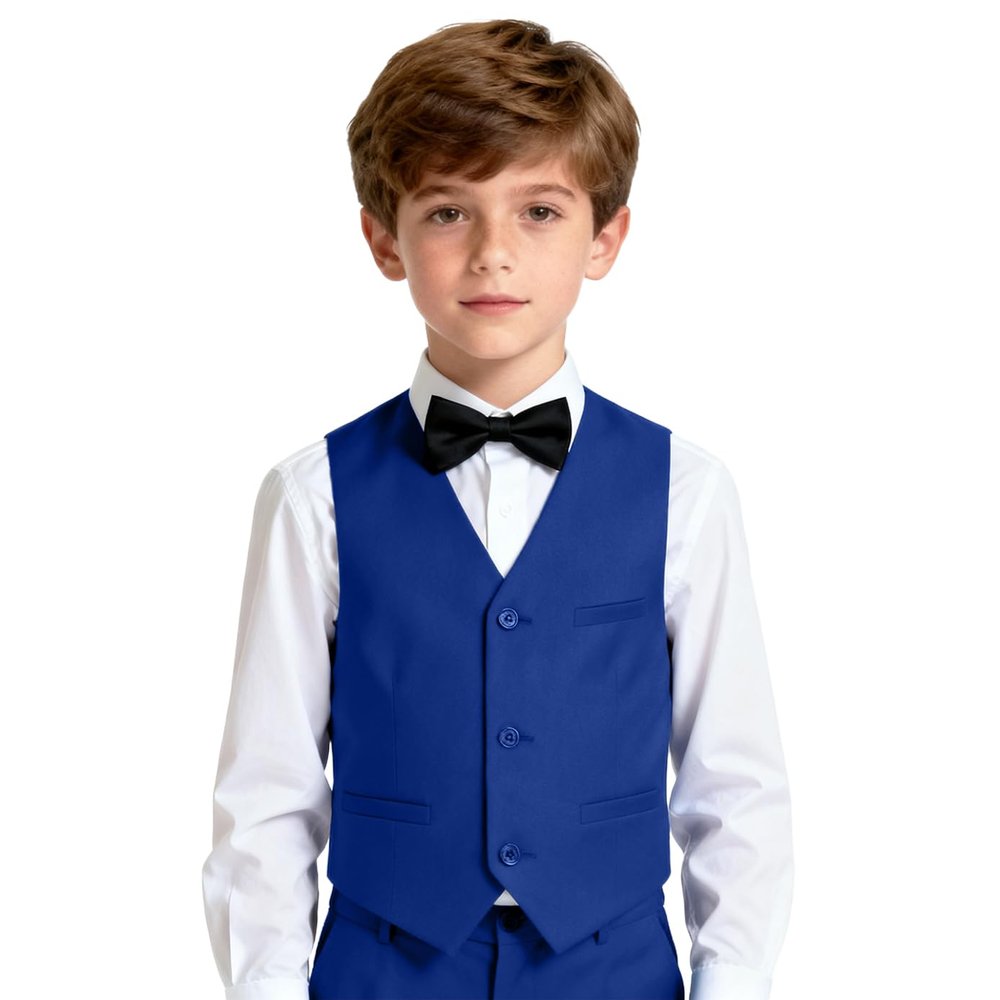 Lycody Boys Bluey Dress Vest for Little Kids Boy Deep Blue Formal Outfit Wedding Tuxedo Vests 3T